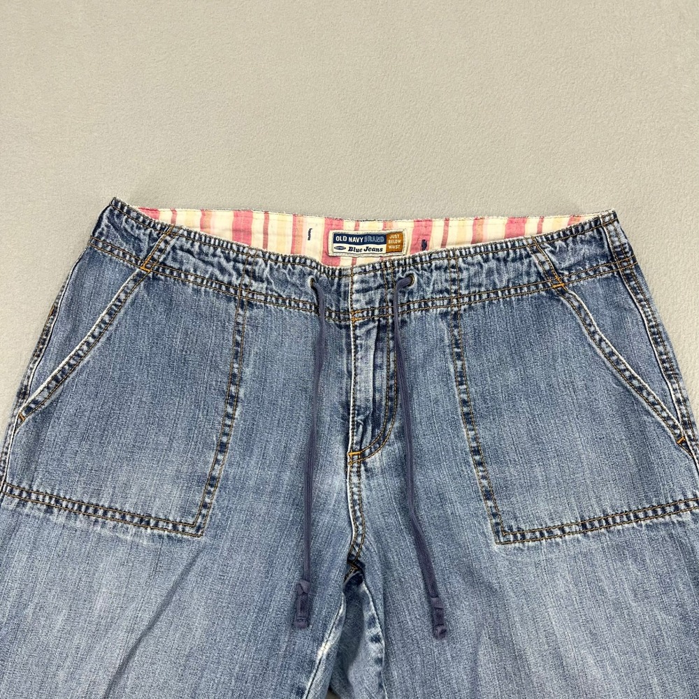 Old Navy Blue Jeans Womens 10 Blue Wide Leg Drawstring Low Rise Denim Pants - Picture 4 of 14